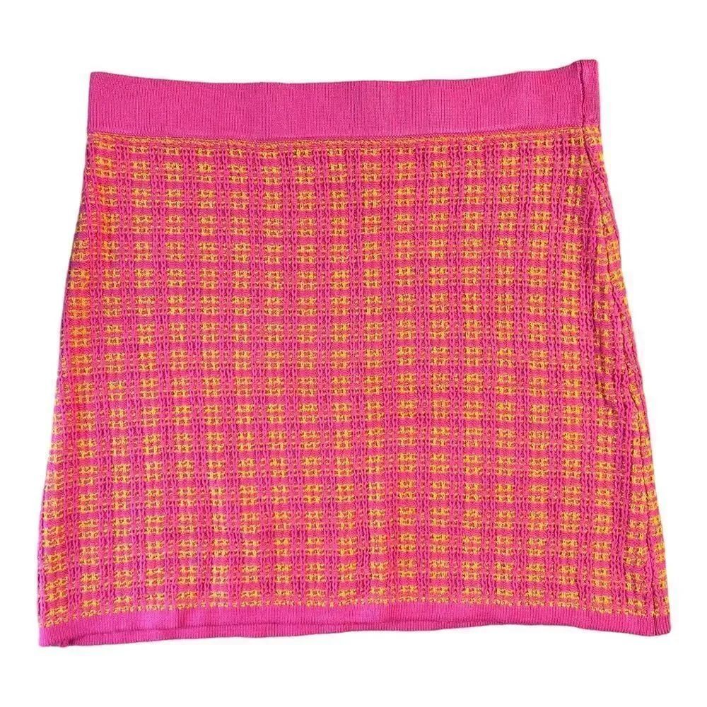Free Assembly Hot Pink Tweed Mini Sweater Skirt Women’s Size XL NWOT Y2K 90s